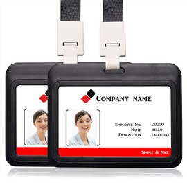 HiCycle2 2 Pack Black Badge Holder with Lanyard and Drawstring for ID Card