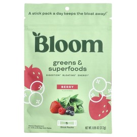 Bloom Green and Super Food Berry Stick Packs, 5 each 5.44g (0.19 oz) BMM-46044, Bloom, Green & Super Food, Berry, 5 Stick Packs,, 5.44g / 블룸 그린 and 슈퍼 푸드 베리 스틱팩 5개 각 5.44g(0.19oz) BMM-46044, Bloom, 그린 & 슈퍼 푸드, 베리, 스틱팩 5개,, 5.44g