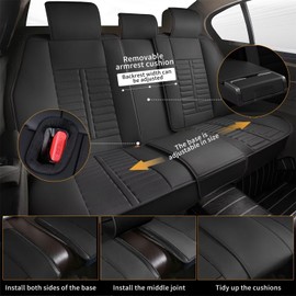 RAWAKORW Full Set Seat Covers Fit for 2016-2023 2024 Toyota Tacoma Premium Faux Leather Car Seat Cushion with Lumbar Support (5 Seat, Black)