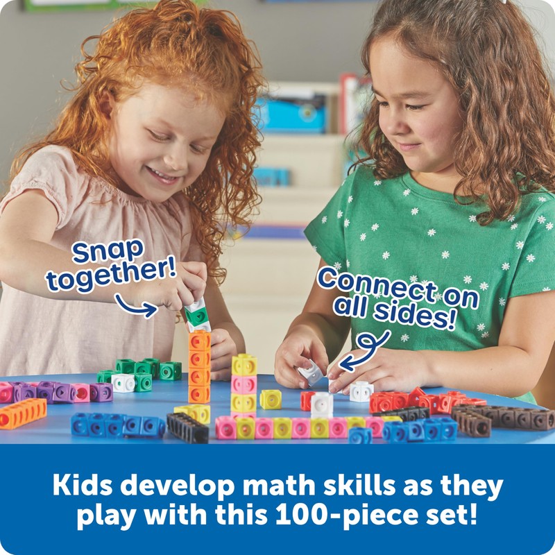 Learning Resources MathLink Cubes - Set of 100 Cubes, Ages