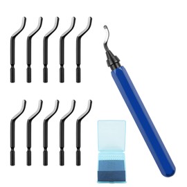 Dadabig Deburring Tool, Hand Deburring Tool Set with 1 x NB1100 Handle and 10 x BS1010 HSS Blades 360°Rotary Metal Deburr Blades for 3D Prints, Pipe, Plastic, Aluminum, Copper, PVC and Steel