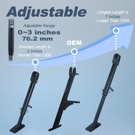 Mantt Adjustable 0''-3'' Kickstand Fit for Ninja 400 EX400 2024-2018, Eliminator 450 2025-2023, Ninja 500/ NINJA e-1 ABS/ Z500/ Z e-1 ABS 2025-2024, Z400 2024-2019 Motorcycle Steel Side Stand