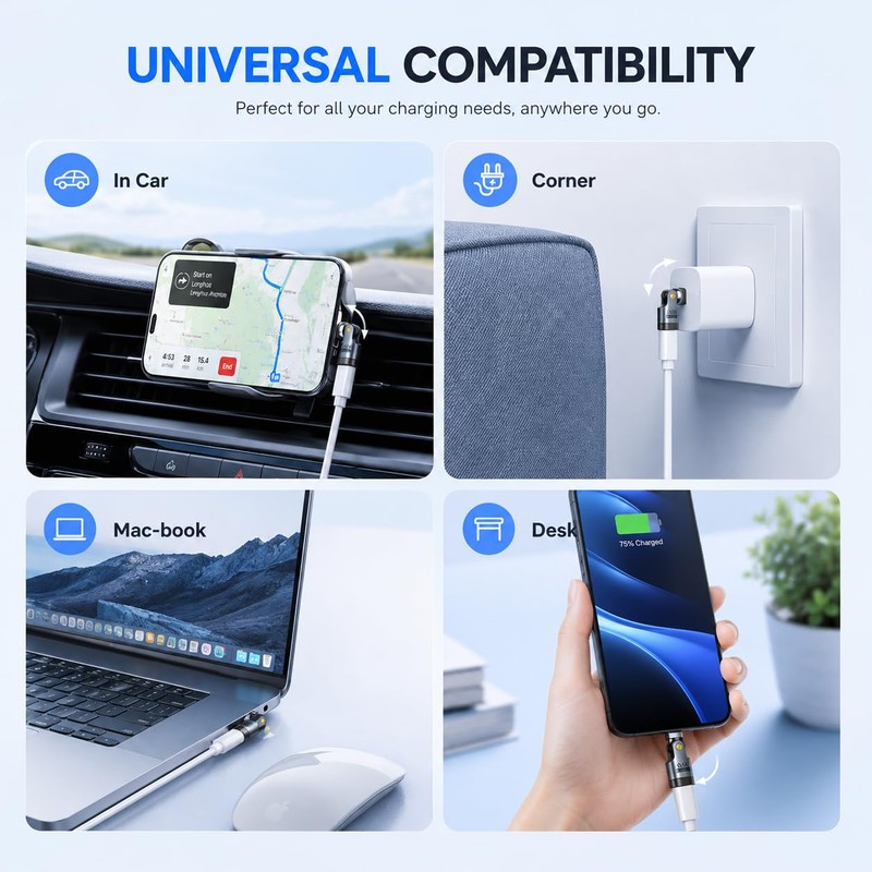 USB C Adapter, PD 240W USB C 90 Degree Adapter,