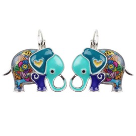DOWAY Enamel Jungle Elephant Stud Earrings Jewelry Gifts for Women Girls Lover Gifts blue