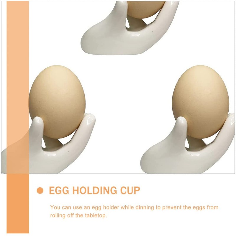 2Pcs Ceramic Hand Frame Boiled Egg Holder Breakfast Egg Stand