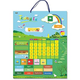 Magnetic Learning Calendar with Weather Station 55 PCS (15” X 12” Wall Mountings Ready)