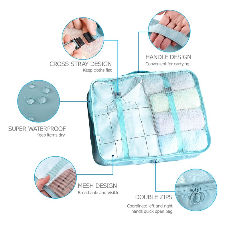 BillyBath Packing cubes Suitcase Organiser Set, 8 Pieces Clothes Bags