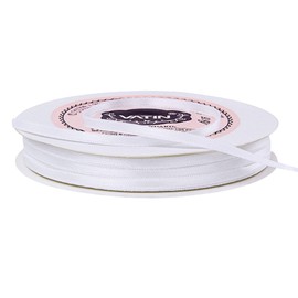 VATIN 3mm Double Faced White Polyester Satin Ribbon - 45 Metre for Gift Wrapping Ornaments Party Favor Braids Baby Shower Decoration Floral Arrangement Craft Supplies