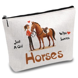 CREATCABIN Horses Makeup Bags for Women Travel Cosmetic Bag Zipper Pouch Tool Multi Purpose Pencil Case Toiletry Packing Purse Storage Gag for Staff Worker Daughter Sister Bestie Mom Gifts 10x7Inch