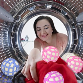 Silicone Dryer Balls, Spacenight Natural Fabric Softener, Reusable, Reduces Clothing Wrinkles and Saves Drying Time, XL 3" Pack of 4