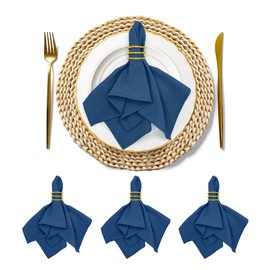 ZURLEFY Blue Table Napkins Set of 4, Reusable Cloth Napkins for Family Dinning, Christmas Party Wedding Decoration(05-10-4)