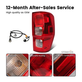 Tail Light Compatible with 2019 2020 2021 2022 2023 Ford Ranger XL Halogen Type w/o Blind Spot Outer Taillight Rear Turn Signal Brake Lamp Assembly w/Harness and Bulbs (Right Passenger Side)