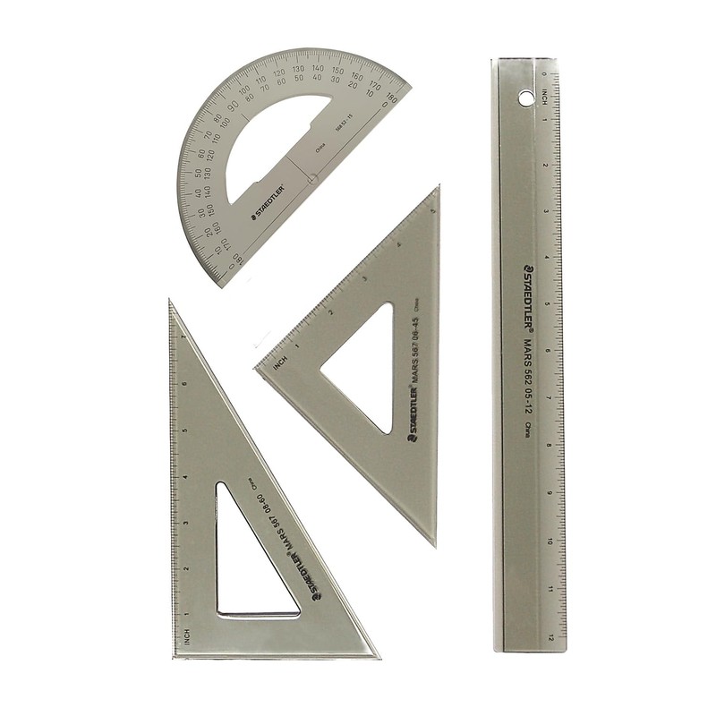 STAEDTLER College Combination Set - Triangle, Protractor & Ruler Set,