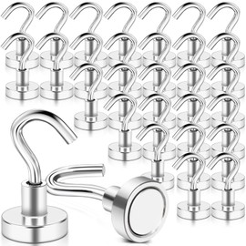 FPMYB Pack of 30 Magnetic Hooks, Extra Strong Magnetic Hooks, Neodymium Magnetic Hooks, Magnetic Hooks with Hooks for Cruise, Grill, BBQ, Kitchen, Refrigerators, Gadgets, Iron Doors, Office