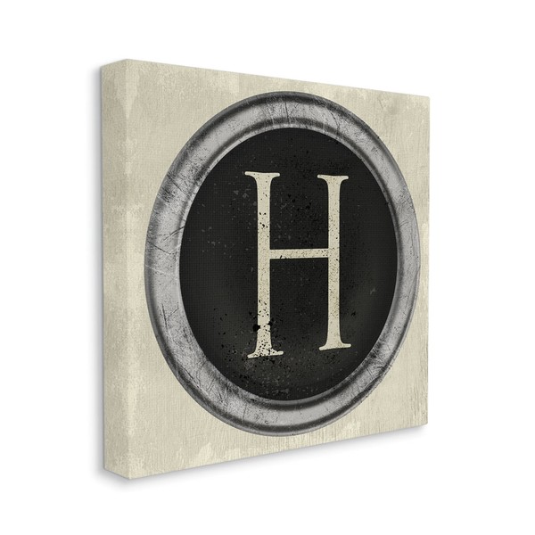 Stupell Industries Letter H Initial Typewriter Key Vintage Shape, Designed