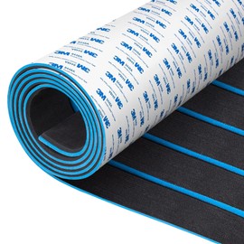 Fullfire EVA Foam Boat Flooring with 3M Self-Adhesive Backing, Marine Decking Faux Teak Deck Sheet for Jon Boats Pontoon Boat Yacht RV Jet Ski Kayak Floor, Black and Blue 94" x 15.5"