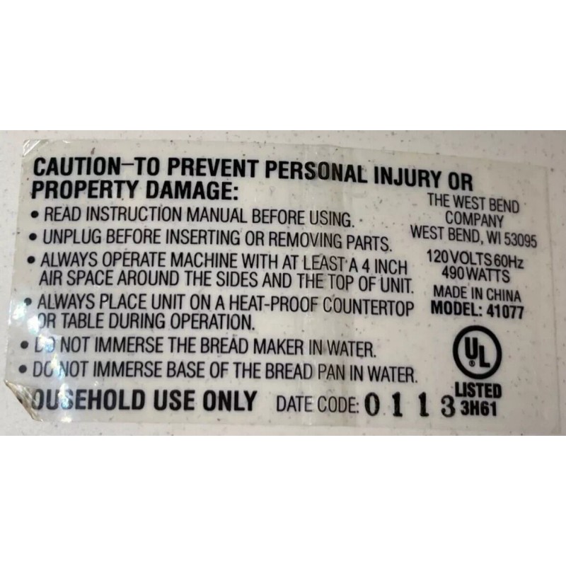 Unbranded Belt for West Bend Bread Maker Model 41077 only