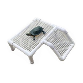 HYLCWTH Standing Turtle Basking Platform, Plastic Turtle Floating Platform for Tank, 12" Width Resting Area, Docks for Basking with DIY PVC Pipes, Ramp for Reptile