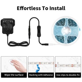 iNextStation 12V Green LED Strip Light, 16.4ft/5M 300 LEDs SMD5050 LED Light with Adapter & Led Switch Flexible Cuttable LED Tape Light for Bedroom Indoor Home Kitchen Bar Festival Decoration