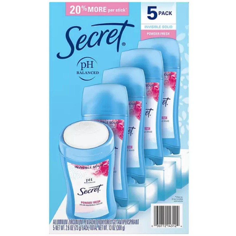 Secret Invisible Solid Antiperspirant and Deodorant, Powder Fresh, 2.6 oz.,