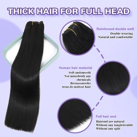 Clip in Hair Extensions Real Human Hair Jet Black Clip in Extensions Straight Brazilian Remy Human Hair Extensions 8pcs Clip on Hair Extensions Double Weft 100% Real Human Hair 12Inch