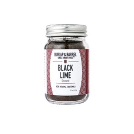 Burlap & Barrel - Ground Black Lime - Tart and Savory Spice Great for Roasted Meats, Veggies, Stews, Kebabs, or as a Cocktail Garnish - Great Alternative to Makrut Leaf in Recipies - 1.7oz Glass Jar