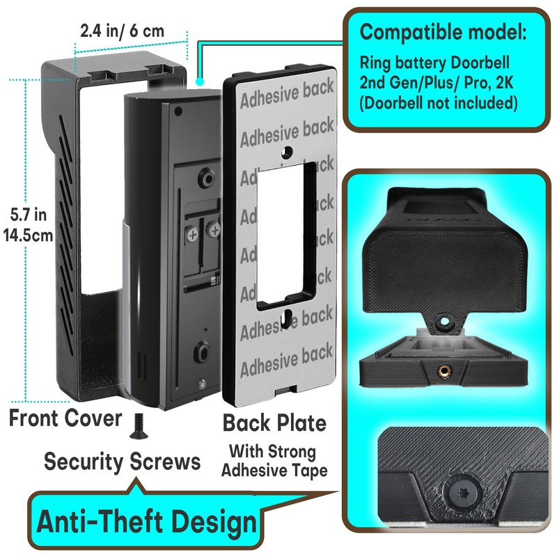Ivaso Anti-Theft Angle Adjustable Protective Mounting Bracket for Ring Wired