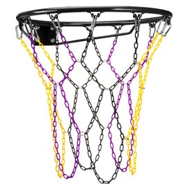 Dakzhou Basketball net, Metal Basketball Net Chain Braided Anti-Rust Heavy Duty(12 Links), Quick Installation Purple/Yellow/Black