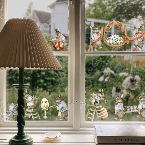 funlife Easter Window Clings, Double Sided Window Film Reusable Static