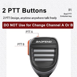 BAOFENG UV-9R Plus Ham Radio Dual PTT Mic SQ27K IP57 Waterproof Remote Shoulder Mic Handheld for GMRS Two Way Radio UV-9R PRO GMRS-9R UV-9G UV-XR (Grey-Dual PTT)