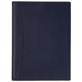 Notebook Cover, B6 Genuine Leather, Notebook Cover, Notepad Cover, Stylish, Leather, Holds 2 Cards, Includes Pen Holder, Pockets (Navy)