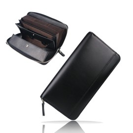 jxleichi Men's Long Wallet, Tochigi Leather, Genuine Leather, Saifu, YKK Zipper, Holds 25 Cards, Card Case, Made by First-class Wallets Artisans, Men's, Gentlemen, Wallet, Women's, Long Wallet, 7.9 x