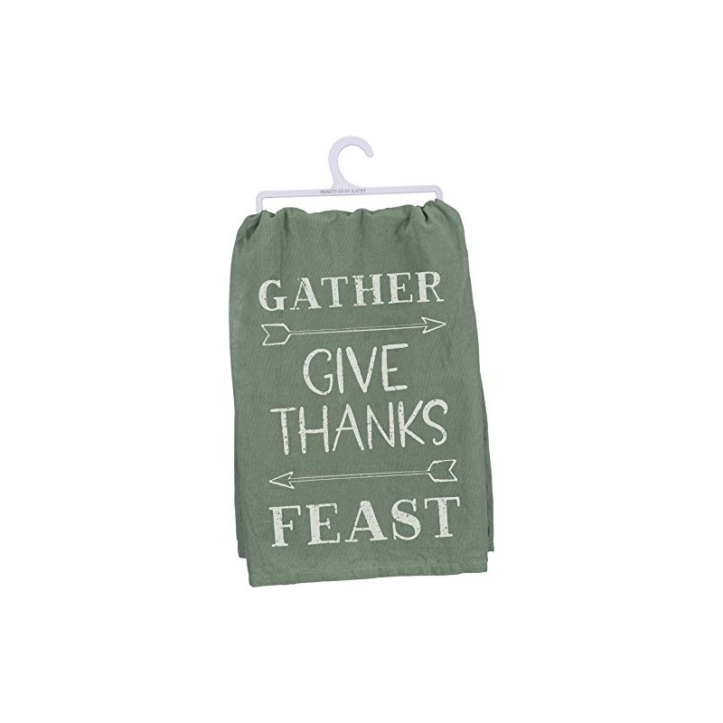 Primitives by Kathy Cotton Dish Towel, 28 x 28-Inch, Gather-Give
