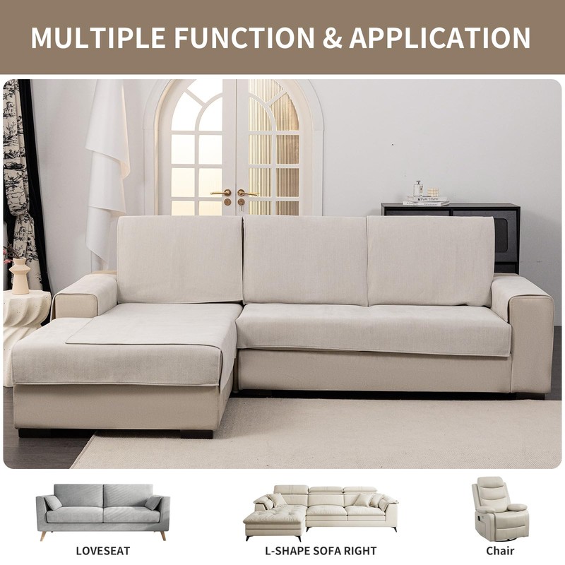 MDSASFD Chenille Sectional Sofa Covers - Washable Dog-friendly Herringbone Couch