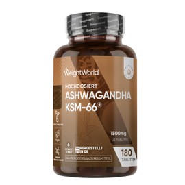 Ashwagandha KSM-66-1500 mg Ashwagandha Extract Daily - 5% Withanolide - 6 Months Supply with 180 Vegan Tablets - 1 Tablet Daily - Indian Ginseng - Withania Somnifera by WeightWorld