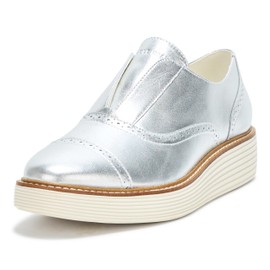Cole Haan Women's Originalgrand Platform Laceless Oxfords, Silver Talca/Ivory, 7