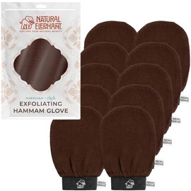 Natural Elephant Exfoliating Hammam Glove - Face and Body Exfoliator Mitt 5 and 10 Packs (Chocolate Brown (Pack of 10))