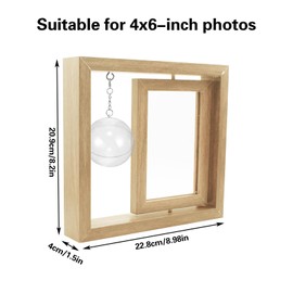 Golfball Display Frame Including Clear Round Golfball Display Box & 4x6 Rotatable Picture Frame for Enthusiasts Gift and Protect Ball & Picture Collection (Ball Not Included) (Wood)