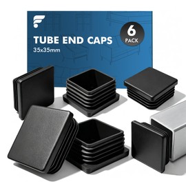 shinfly 35x35 mm Square Tube Inserts, Black PE Plastic End Caps, 6 Pack