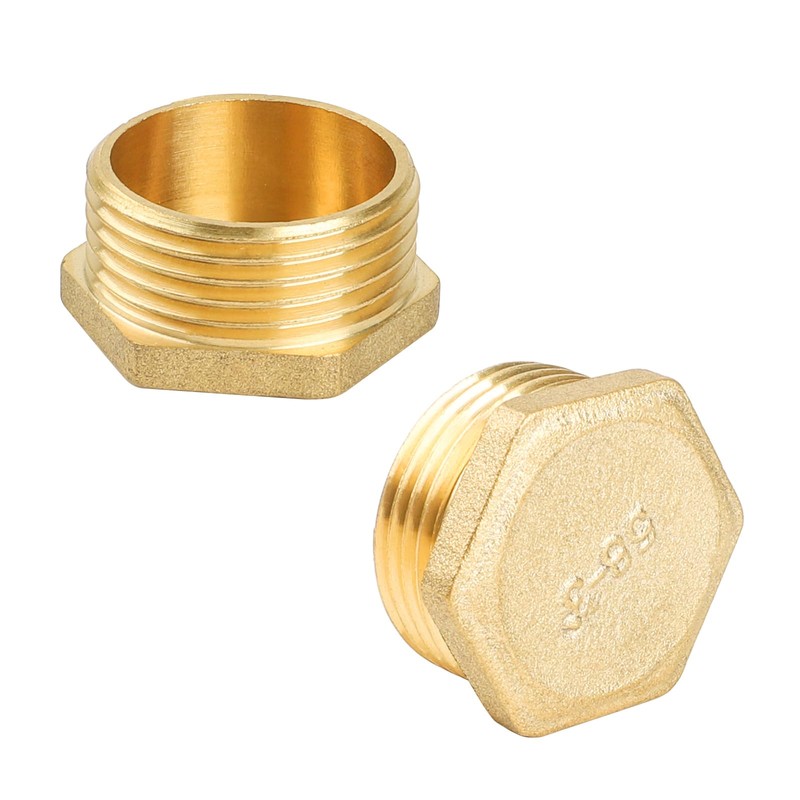 YEAUPE PRO Messing Blindstopfen, Außengewinde Dichtkappe G1"(Ø 32,5mm), mit PTFE