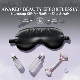 SLEEP SANCTUARY Luxury Eye Masks for Sleep, Ultimate Comfortable Sleep Mask for Women & Men – 100% Mulberry Silk for Total Blackout, Ideal for Side Sleepers - Secure, Adjustable Fit (3D Black)