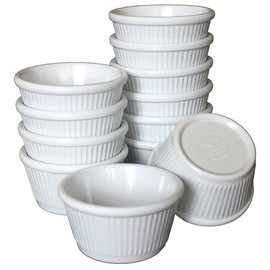 Chabrias Pack of 24 Fluted Traditional Ramekins Condiment Pots, Sauce Ramekins, Dip Bowls, Tough Plastic Sauce Pots, Made in England (White 2oz)
