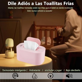 Calentador de Toallitas Humedas Portatil，Calentadores de Toallitas para Bebés Temperatura Constante Ajustable，Con Pantalla Digital y USB para Viajes, Familiares, Mascarilla Facial (Rosa)