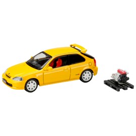 1/64 Honda Civic TYPE R (EK9) 1997 with Engine Display Model Sunlight Yellow