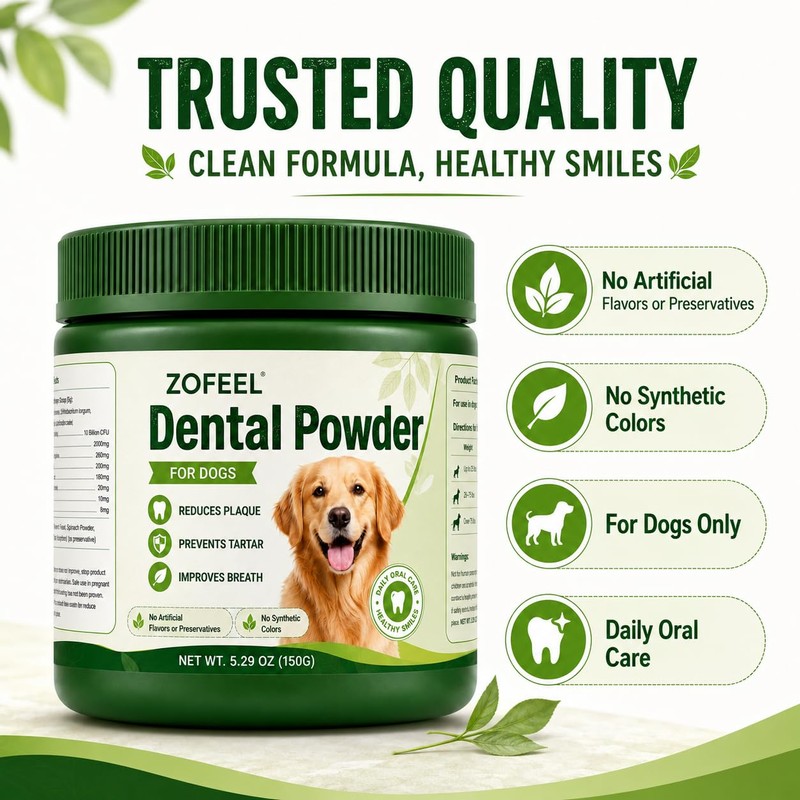 Dental Powder for Dogs, Dog Breath Freshener & Teeth Cleaning