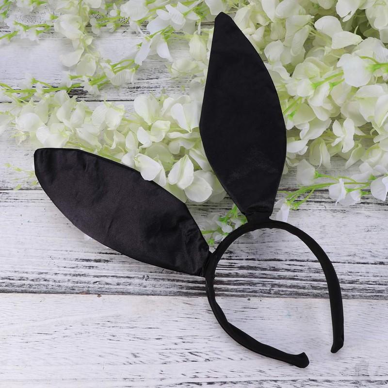 FRCOLOR Bunny Ears Headband Black Rabbit Ear Hair Hoop Bunny