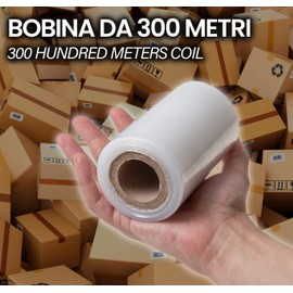 IPEA Stretch Film Transparent Stretch Film Roll for Packaging - 300 Metres x 12 cm - Made in Italy - Roll for Protecting, Packing Items During Transport - Wrap Film - Tear-Resistant