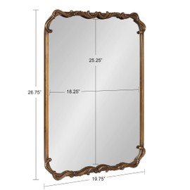 Kate and Laurel Brazelton Rounded Rectangle Ornate Traditional Mirror, 20 x 27, Gold, Ornamental Round Rectangular Classic Framed Wall Mirror