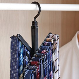 Tie Holder, Tie and Belt Holder with 20 Hooks, Adjustable Cross X Tie Holder, Belt Scarf, Hook Holder, Organiser for Belts, Ties and Accessories