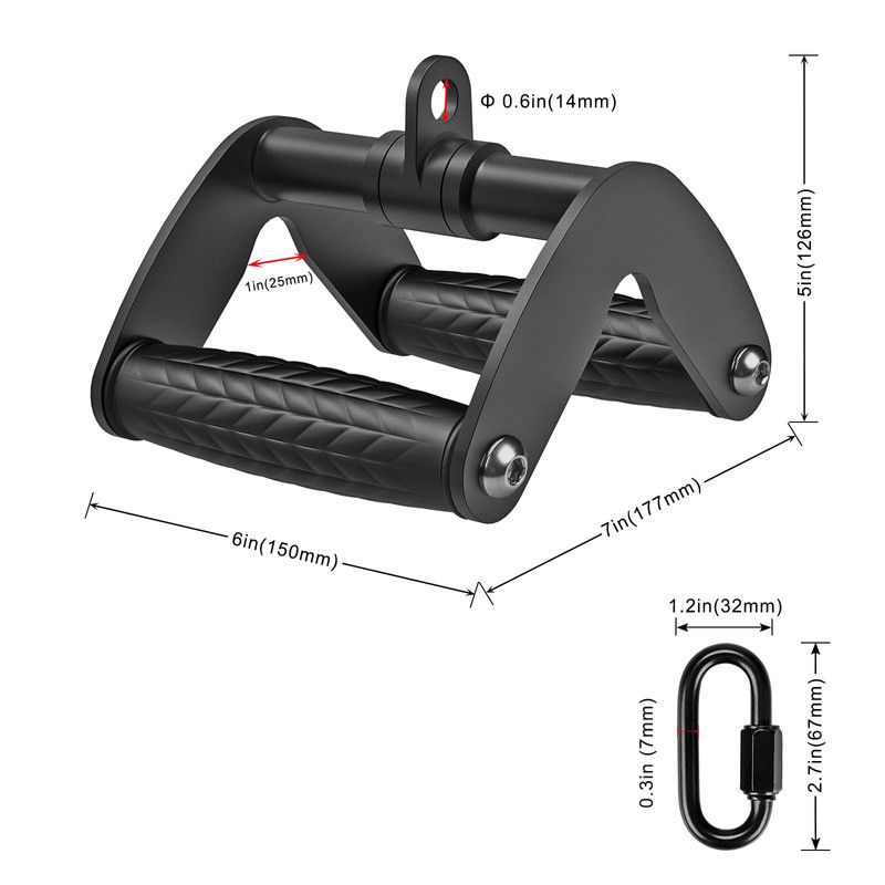 SELEWARE Double D Row Handle Cable Attachment, Rotating V Handle